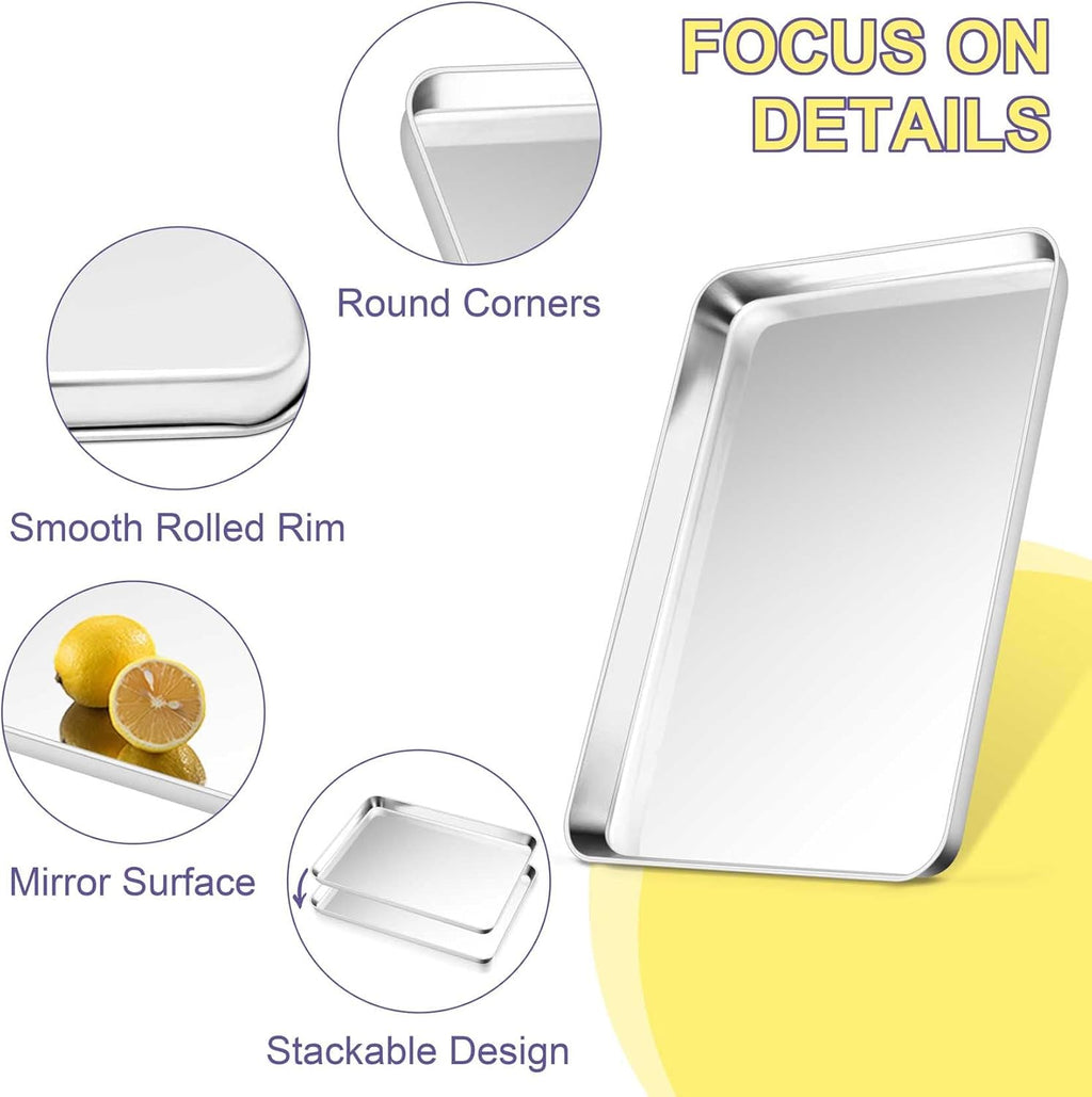 TeamFar Stainless Steel Baking Sheet Set - 12.5-Inch Cookie Pans with Cooling Racks & Silicone Mats | Non-Toxic, Easy Clean