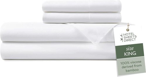 Hotel Sheets Direct King Size Bed Sheet Set - 100% Bamboo Viscose, Cooling & Silky Soft, White | 4 Pieces