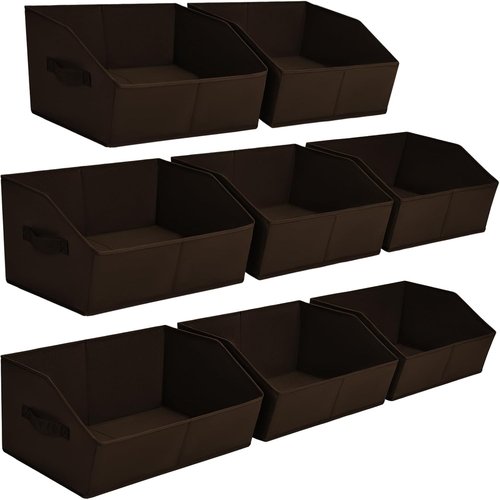 Homsorout Fabric Cube Bins - Collapsible Storage Organizers with Handles, 10 Pack, Brown