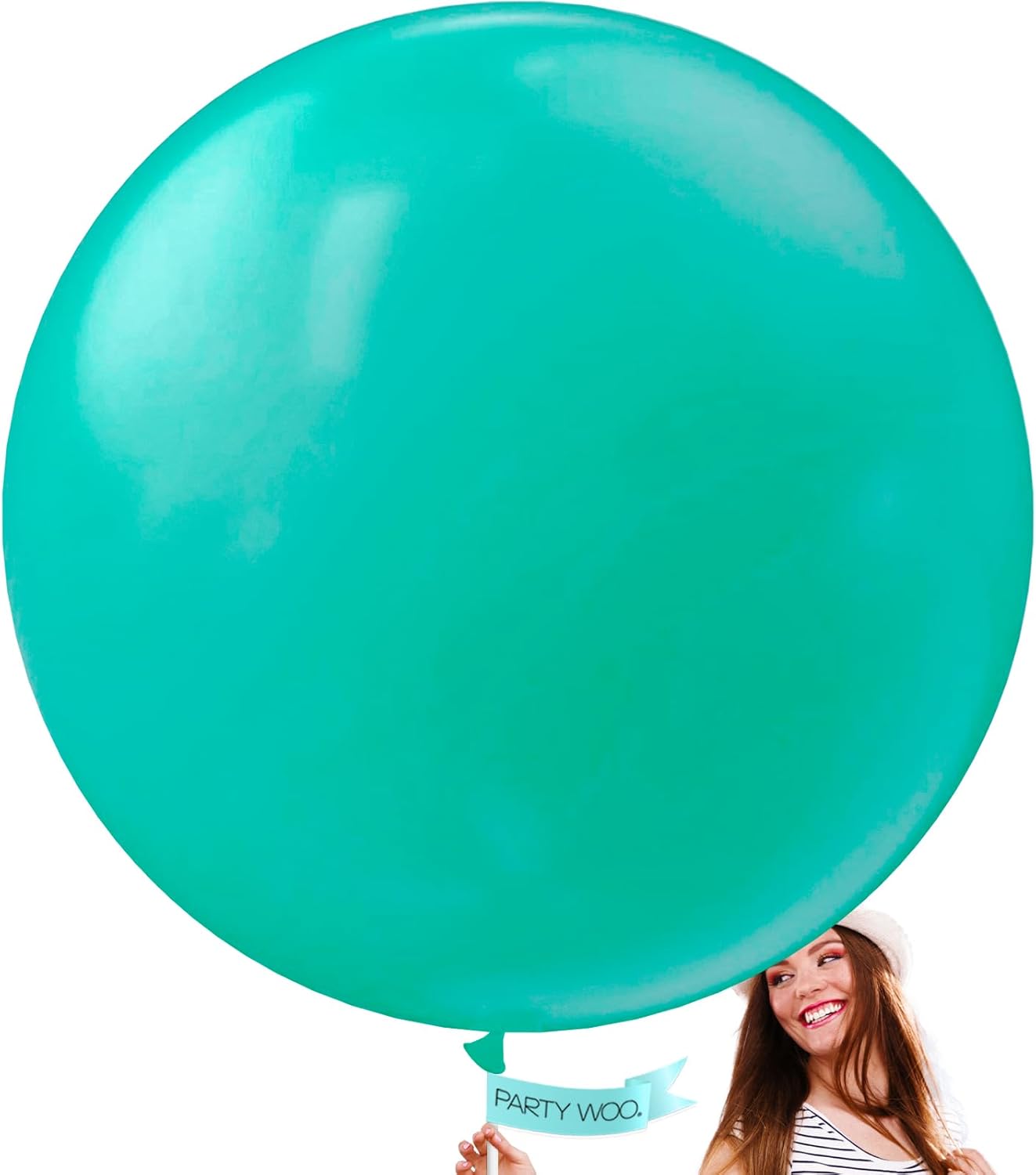 PartyWoo Teal Balloons - 36 Inch Turquoise Latex Balloons for Baby Showers & Celebrations