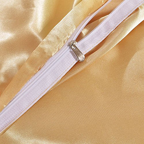 King Size Yellow Duvet Cover with Zipper Closure & Corner Ties