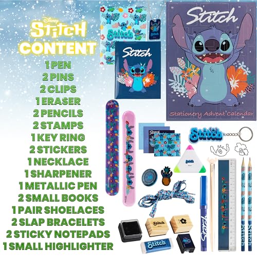 Kids Christmas Advent Calendar 2025 with 24-Piece Stationery Set