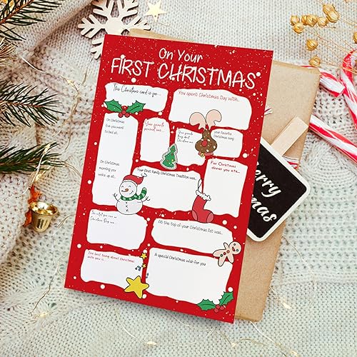 Qiliji Q&A First Christmas Card for Baby – Funny Baby Boy Girl Keepsake (Your First Christmas)