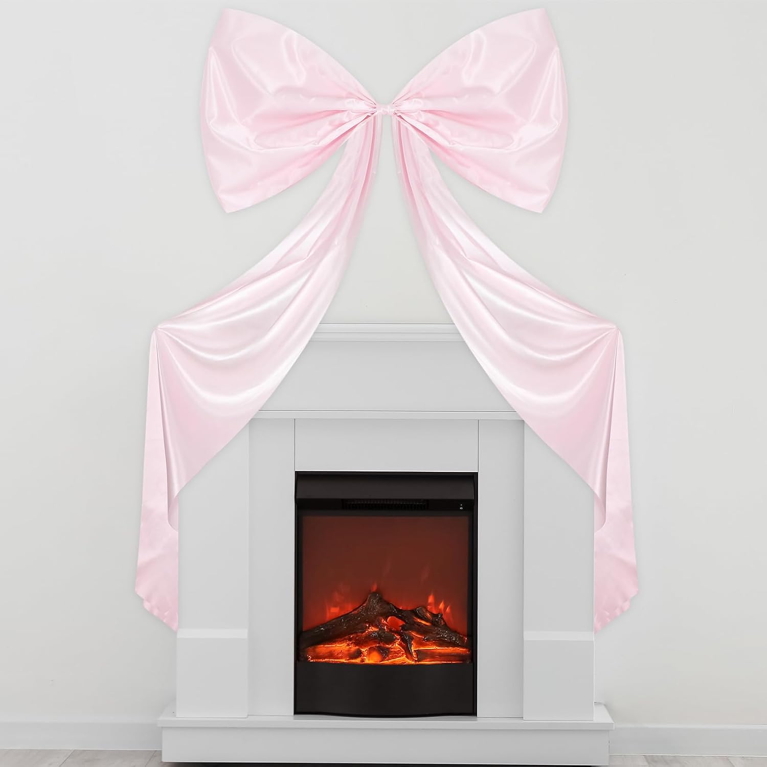 Wavwavw Giant Pink Satin Bow Decoration - 6.33 Ft Extra Large Oversized Gift Wrap for Weddings & Events | Perfect for Fireplaces, Mirrors, Trees, and Arches