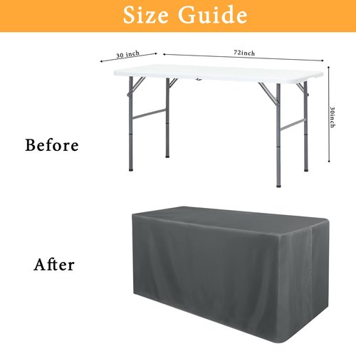 Obstal 2 Pack Table Clothes for 6 Foot Rectangle Tables - Water Resistant Washable Fabric Polyester Rectangle Table Cover Protector for Wedding, Banquet and Trade Shows, 72L x 30W Inches, Dark Grey