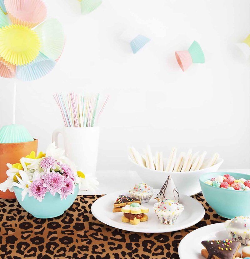 MUNILAIL 6 PCS Leopard Print Table Runner 14 x 108 Plastic Cheetah Print Table Runner for Jungle Safari Party Birthday Bachelorette Wedding Disposable Tables Runner