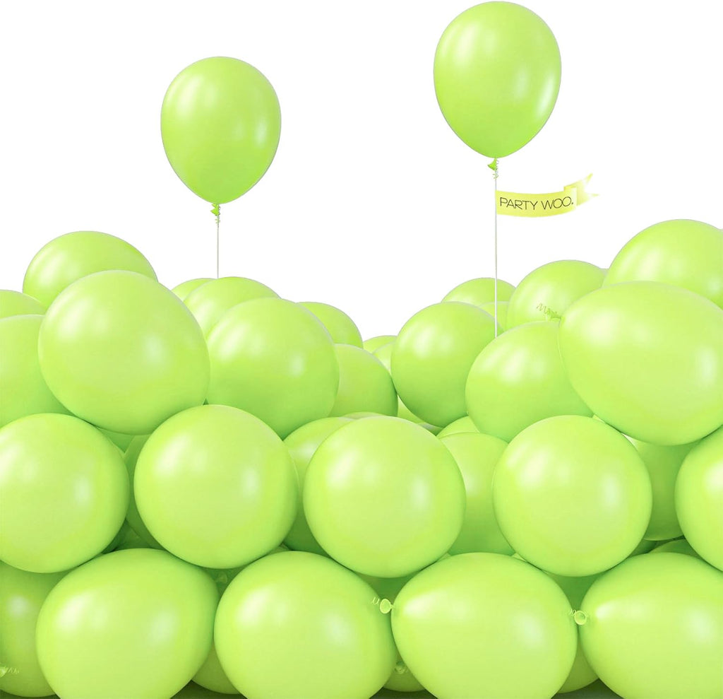 PartyWoo Lime Green Balloons - 100pcs 5-Inch Light Green Latex Helium Balloons for Celebrations