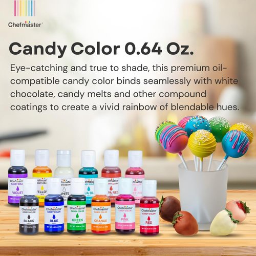 Chefmaster Yellow Candy Color - Professional-Grade Oil-Based Dye for Chocolate, Strawberries & Cake Pops | 0.64 oz