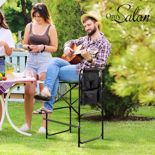 31-Inch Tall Folding Director Chair with Side Table & Storage, Green