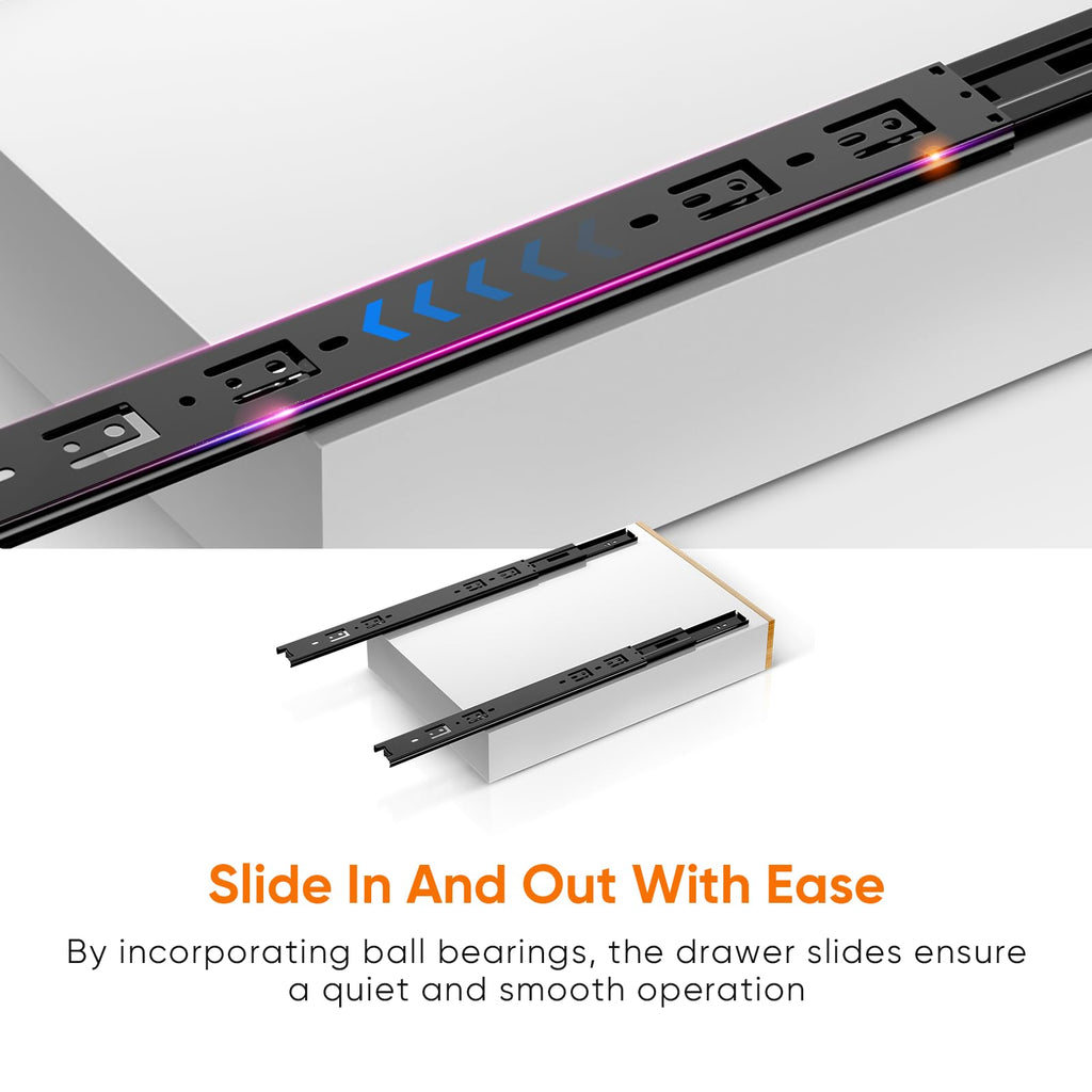 POKIPO Pull Out Drawer for Cabinet, Metal Slide Out Shelf Fixed with Adhesive Nano Film, 1 PCS Multi-Purpose Cabinet Organizer for Kitchen, Pantry and Office, X-Large