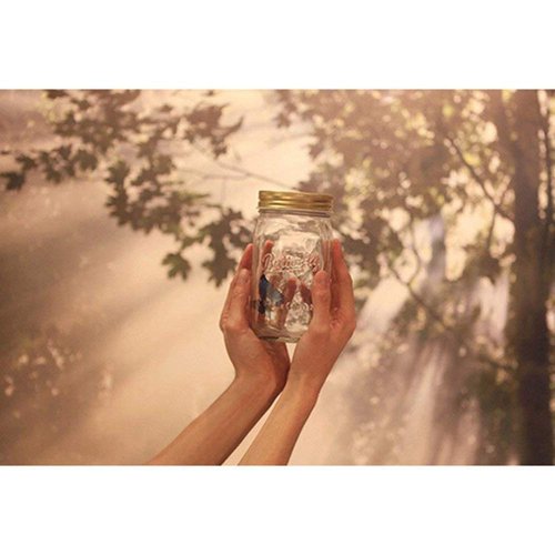 Butterfly in a Glass Jar, Hsxxf LED Lamp Jar Animated Butterfly in A Jar Tap to Activate Gift Decoration (Red)