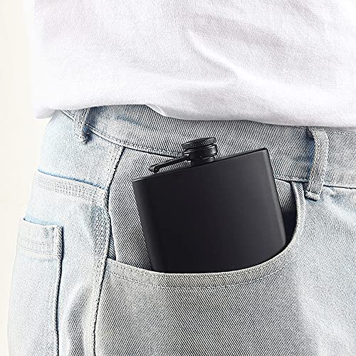 FYL Matte Black 12oz Stainless Steel Hip Flask with Leakproof Cap & Funnel