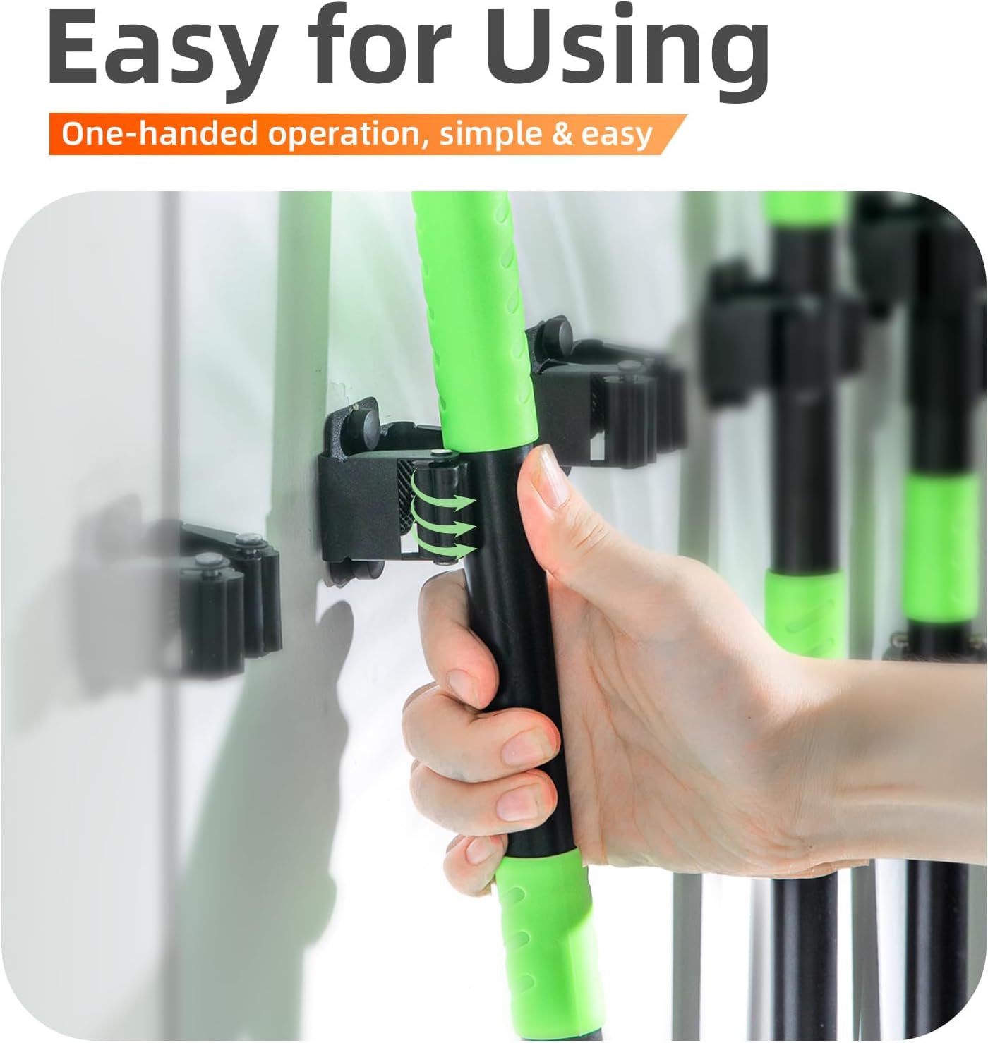 Skiennix Broom Holder Wall Mount - Upgraded Heavy-Duty Stainless Steel Mop & Broom Organizer | 5 PCS Set
