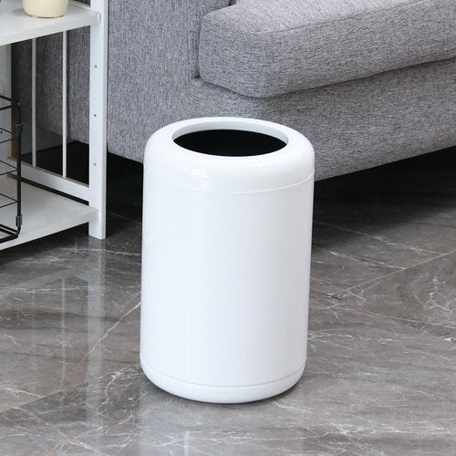 LEASYLIFE White Bathroom Trash can,10L/2.6GAL, Open Top Wastebasket Bin,Garbage Can for Bathroom,Living Room,Office,Kitchen,Bedroom,Hotel (White)