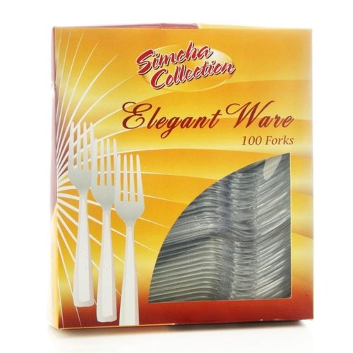 Blue Sky Clear Disposable Plastic Forks - 100 Count King Box | Sturdy, Crystal Clear & Reusable for Events