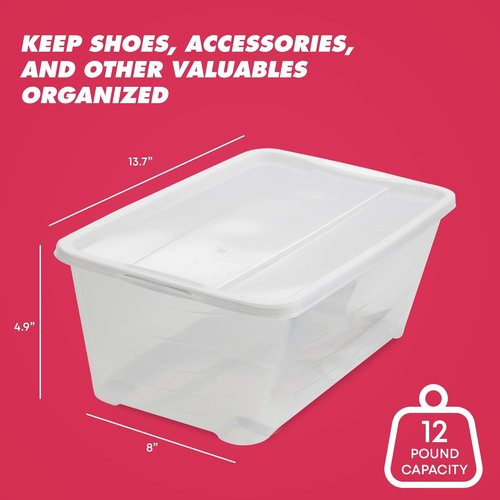 Life Story 10-Pack Plastic Storage Boxes - Stackable Shoe Organizer Totes, 6L Clear Bins with Lids for Home Organization