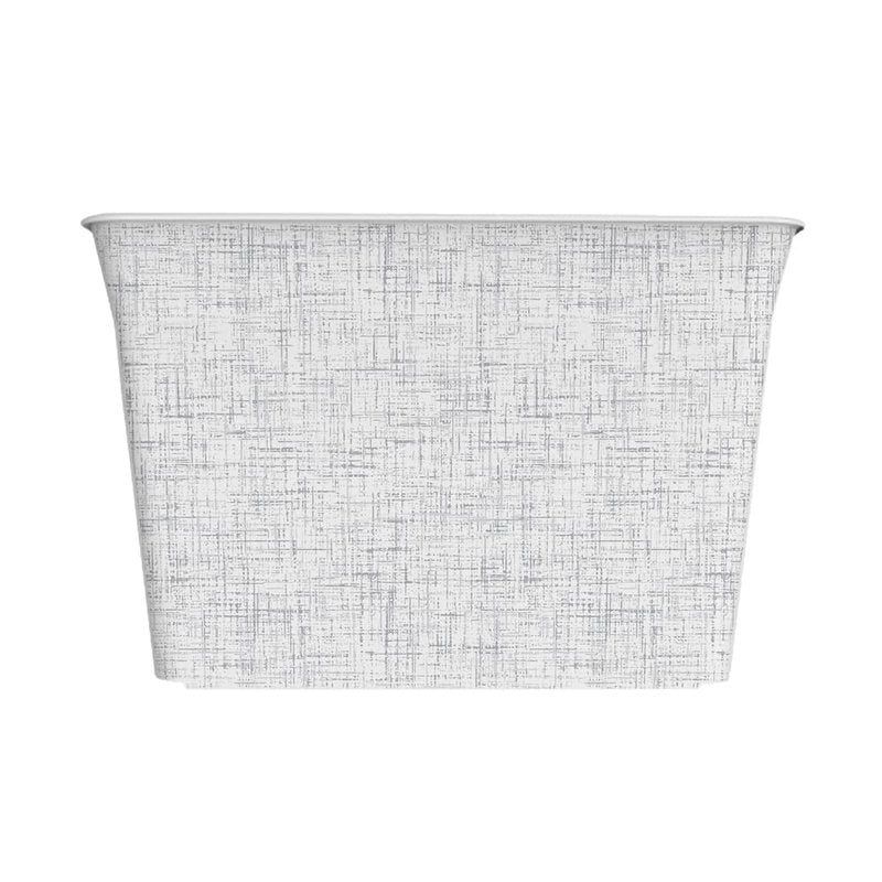 Curver Set of 4 Large V Baskets Decorative Plastic Organization and Storage Basket, White with Tweed Pattern