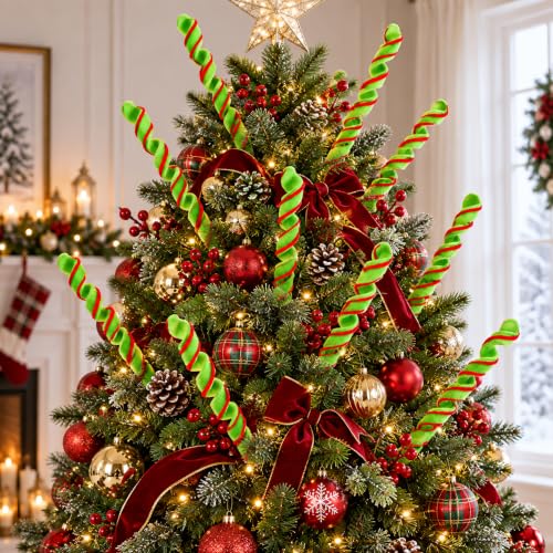 16 Pcs Curly Christmas Tree Picks - Festive Holiday Decor Accessories