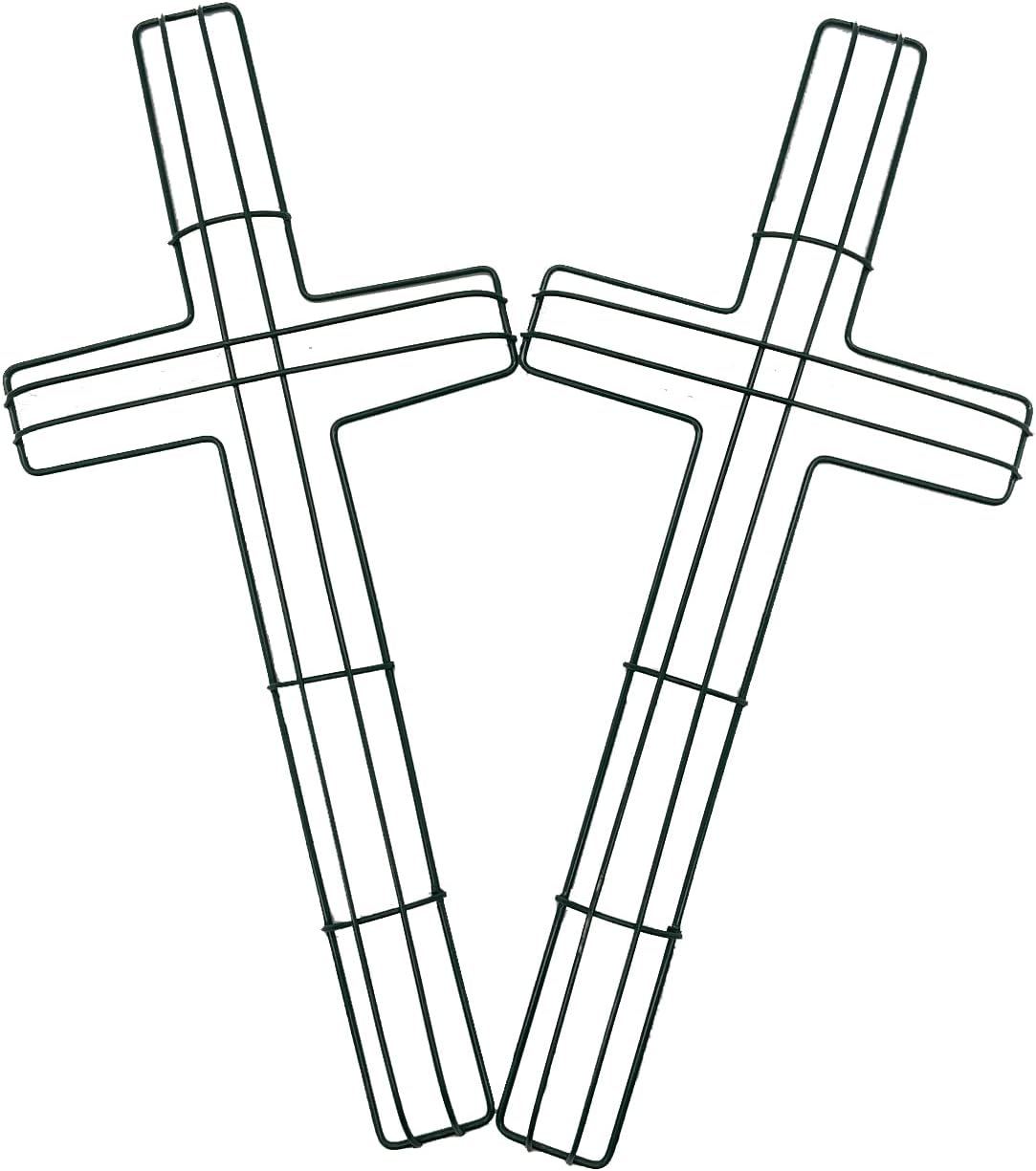 SOHAIL Cross Shaped Metal Wire Wreath Frame - Perfect for Easter & Christmas | 16-Inch Green (2PCS)