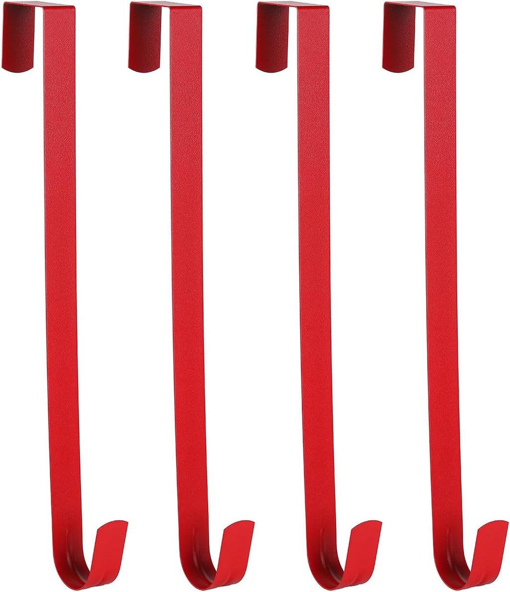 Sattiyrch 15" Wreath Hanger - Sturdy Steel Over The Door Hook for Front Door (Red, 4")