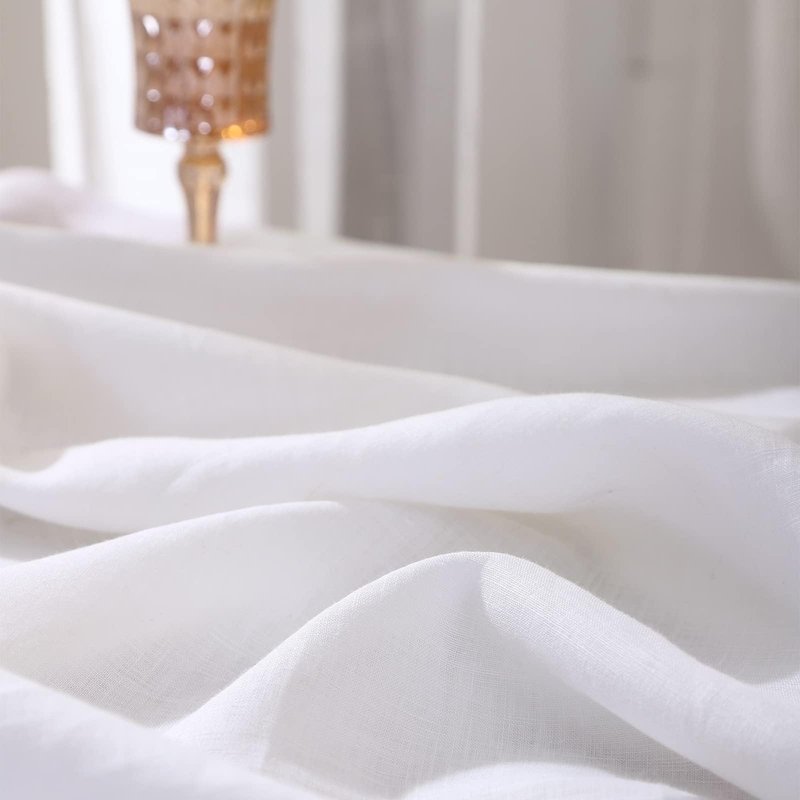 Simple&Opulence Textured Tablecloth 100% Linen Table Cloth, Kitchen Dinning Tabletop Decoration, for Outdoor and Indoor Use (Basic White, 60"×104")