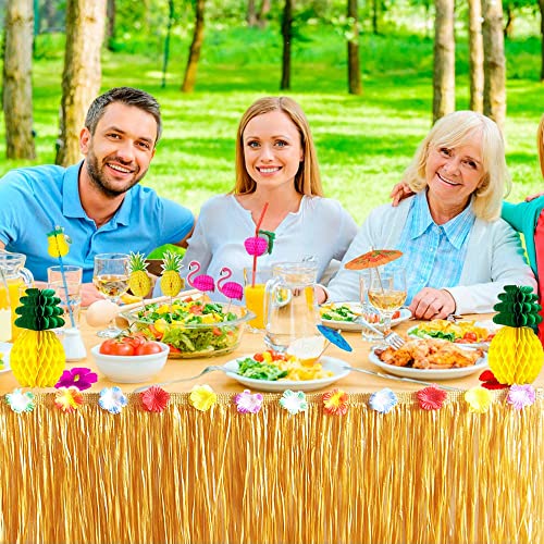 Tropical Luau Party Decorations Set with 9ft Grass Table Skirt & Accessories