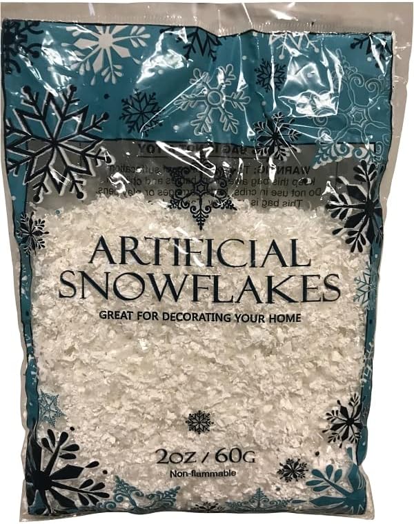 Rocky Mountain Goods Fake Snowflakes - Glittered Artificial Snowflakes for Christmas Decor - 2 oz Bag