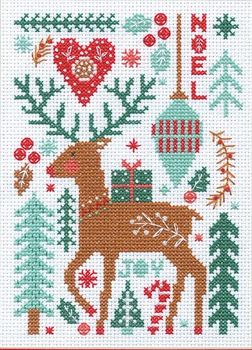 Christmas Cross Stitch Kit 14 Count White Aida 5x7 Inches Holiday Decor