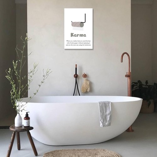 Jumong Bathroom Wall Art - Stylish Toilet Rules Canvas Sign | Framed Home Decor (12x18 Inches)