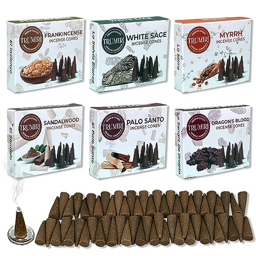 Natural Incense Cones Variety Pack - 60 Count, 6 Premium Scents