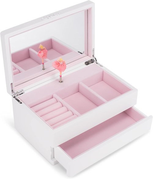 Cottage Garden Musical Jewelry Box - Ballerina White & Silver Tone - 10 Inch Plays Sugar Plum Fairy Tune