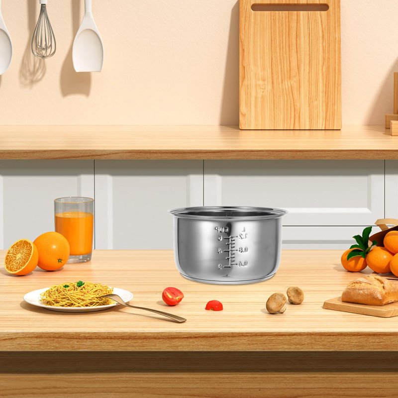 BRIGHTFUFU 1Pc 3L Rice Cooker Cup Stainless Steel Inner Bowl Non-Stick Inner Pot Upgrade Even Heating for Perfect Rice Pots for Multi-Cookers Easy to Clean and Dishwasher Safe