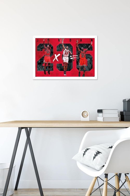 Trends International Michael Jordan - Six Wall Poster, 14.725" x 22.375", White Framed Version
