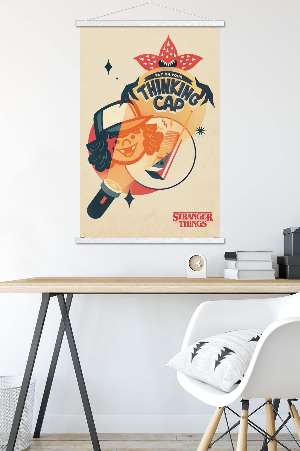 Trends International Netflix Stranger Things: Season 4 - Animated Thinking Cap Wall Poster, 22.375" x 34", Premium Print and White Hanger Bundle