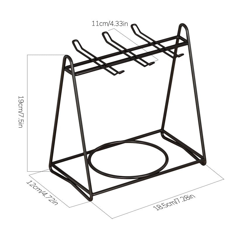 Tea Cups and Saucers Holder,Black Metal Coffee Cup Tea Cups Rack,Organizer for Coffee Cup Spoon and Saucers