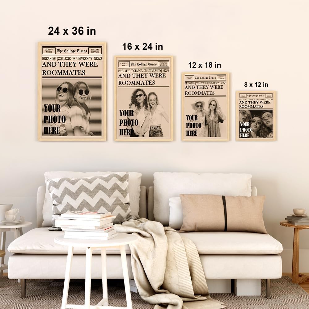 Skiennix Personalized Dorm Posters - Trendy Black and White Wall Art for College Girls | Roommates Design