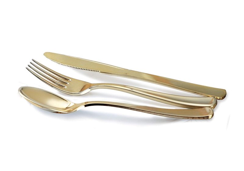 OCCASIONS 80 Plates Pack,(40 Guests) Heavyweight Premium Wedding Party Disposable Plastic Plates Set -40 x 10.5'' Dinner + 40 x 7.5'' Salad/Dessert (White & Gold Rim)