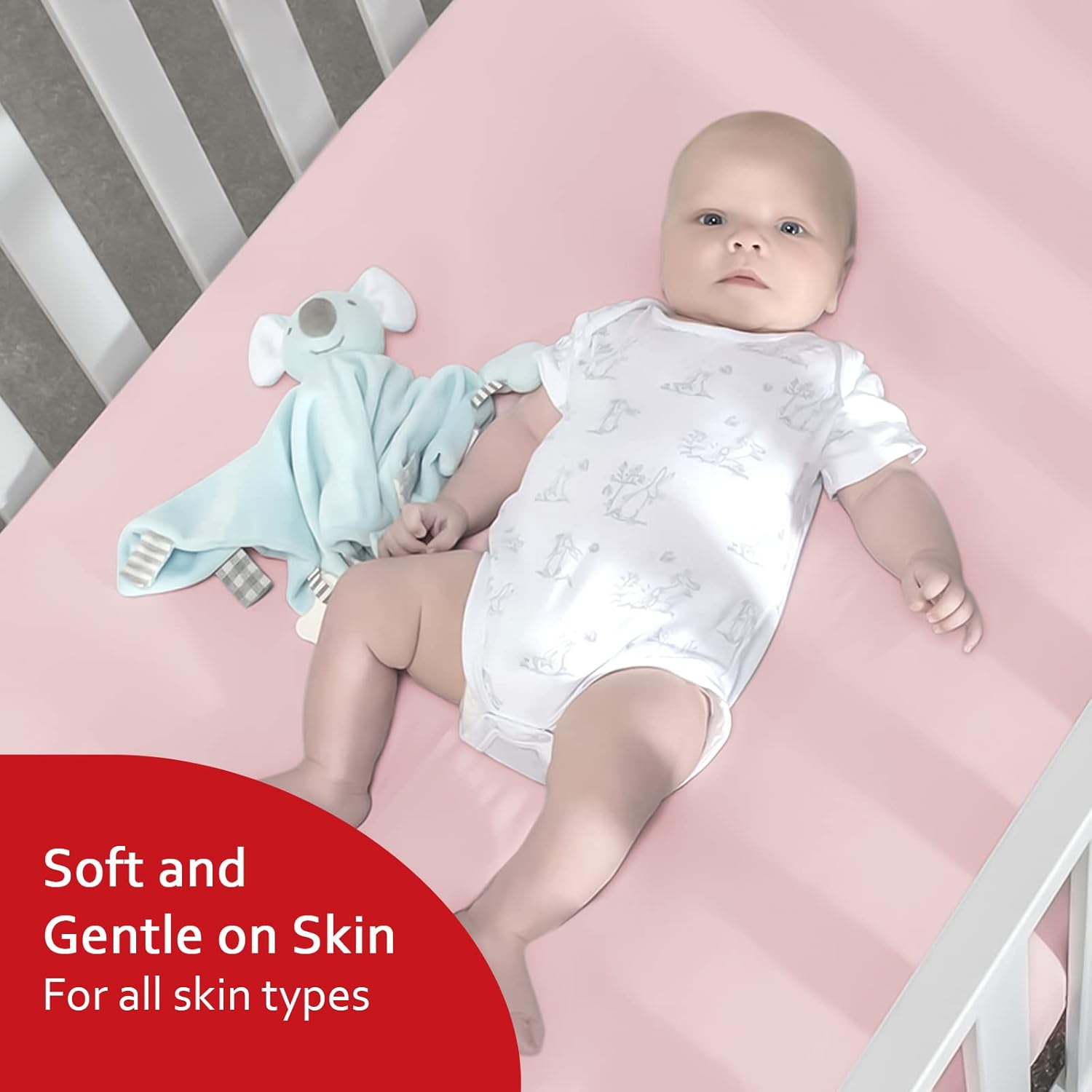 Skiennix Fitted Crib Sheets - Soft & Breathable 4-Pack for Standard Size Cribs | Pink Baby Gift Set