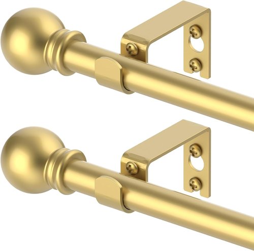 GXOACKJ Gold Curtain Rods - Heavy Duty Metal Set for Windows 48-84 Inches | 2 Pack with Brackets