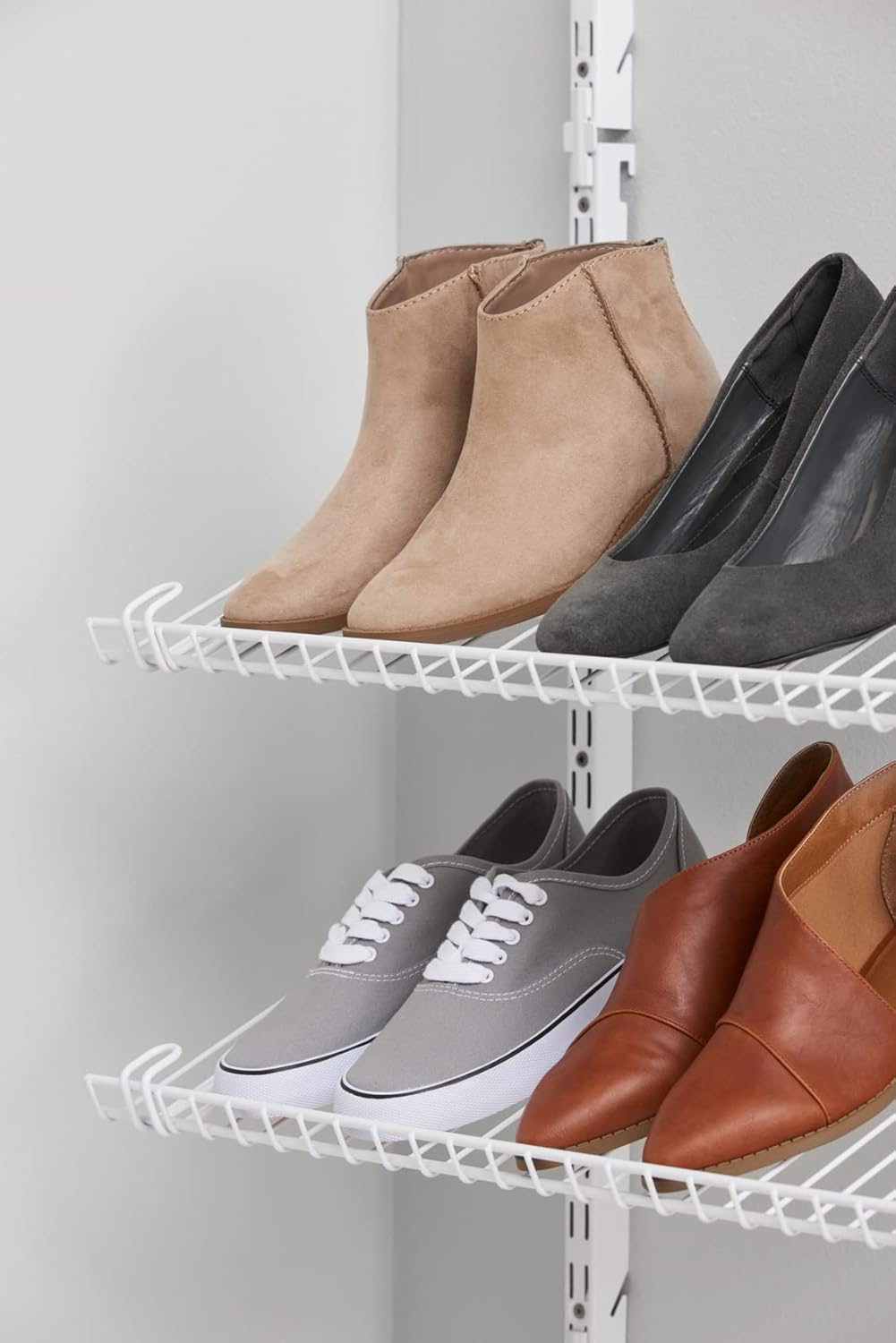 Rubbermaid Wall Mount Shoe Shelf - Customizable White Organizer for Home, Closet & Laundry