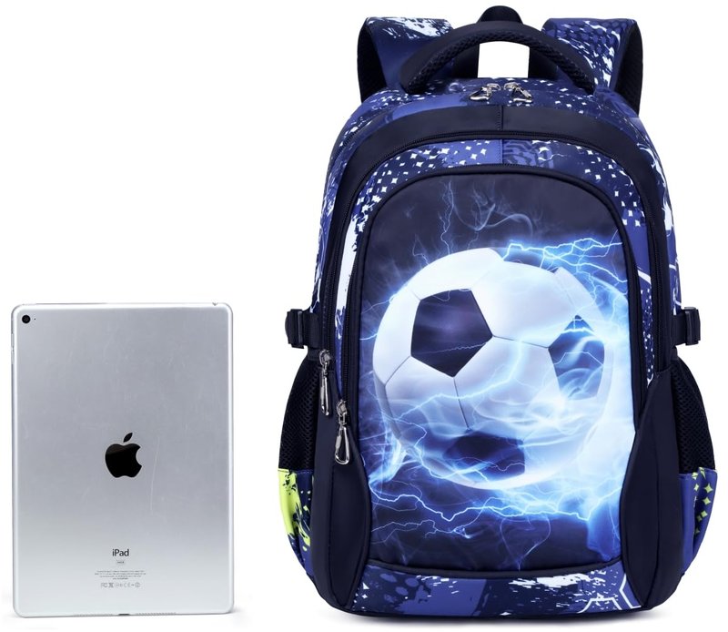 Boys Backpack for Elementary Kids Bookbag Middle School Bags Heavy Duty Soccer Laptop Durable Waterproof 18 In (1-Black)