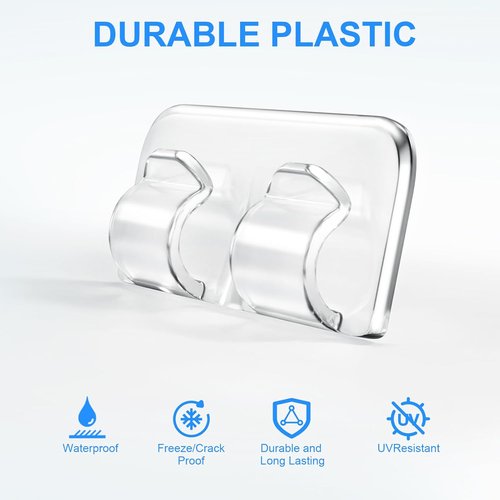 Hetyue Heavy-Duty Hooks for Outdoor String Lights | 26Pcs Waterproof Adhesive Clips - Clear Cord Holders