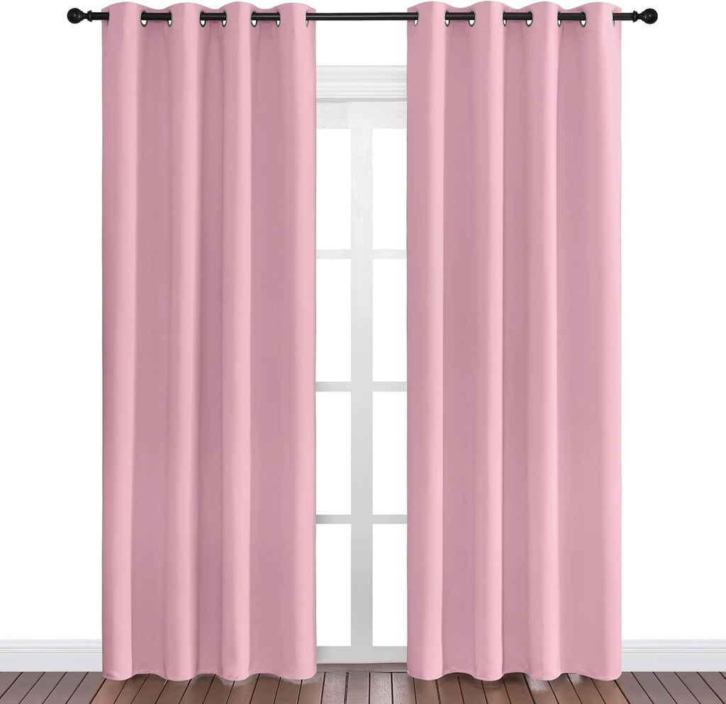 NICETOWN Crystal Pink Blackout Curtains - Thermal Insulated Grommet Drapes for Living Room (1 Pair, 55 x 86 Inches)