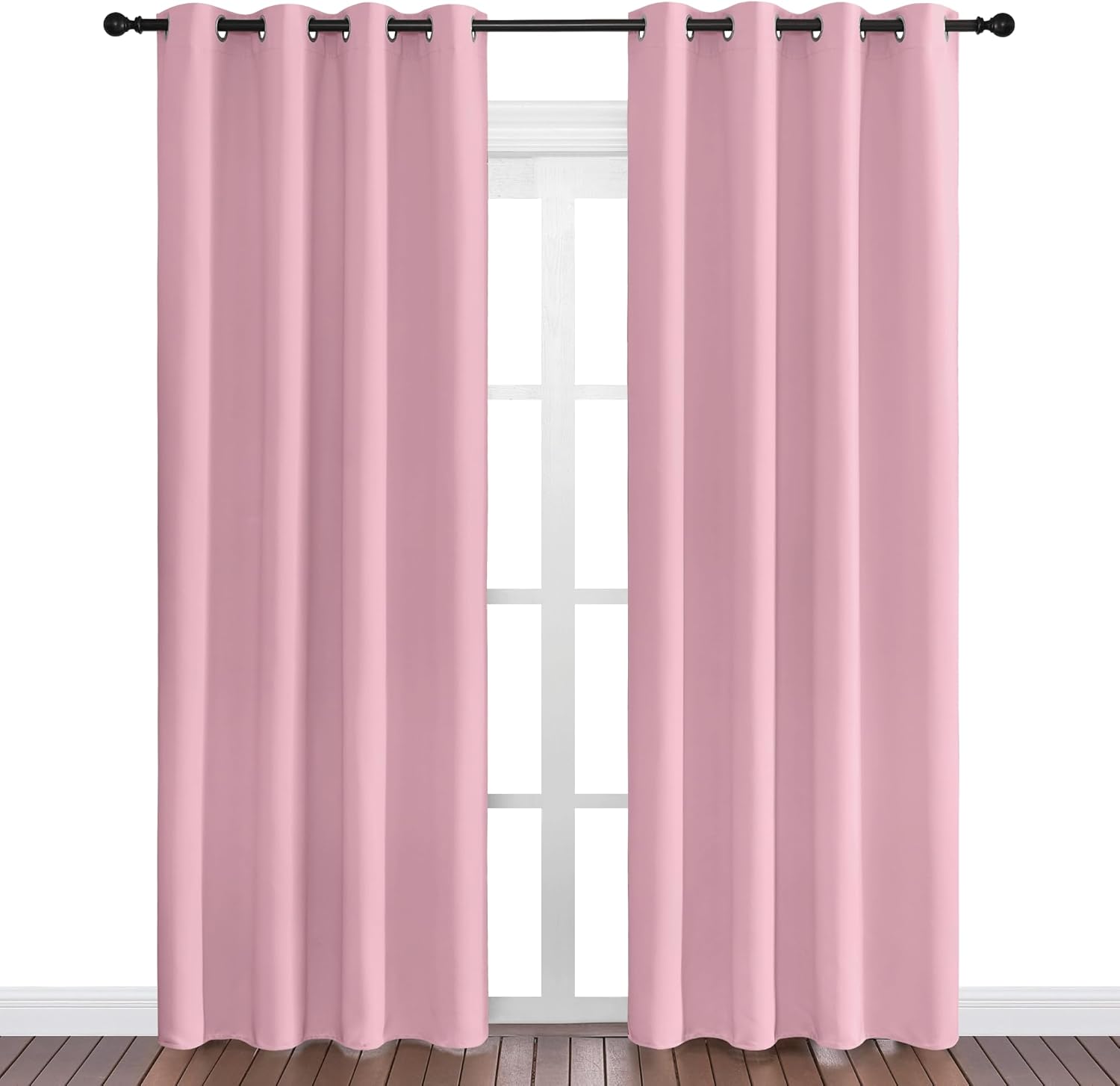 NICETOWN Crystal Pink Blackout Curtains - Thermal Insulated Grommet Drapes for Living Room (1 Pair, 55 x 86 Inches)