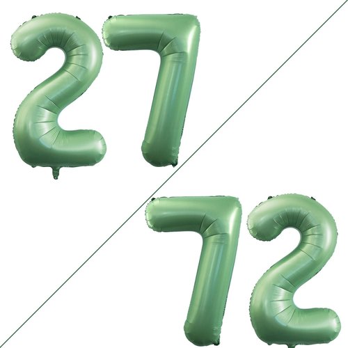 GOER Jumbo 27th Birthday Balloons - 42 Inch Foil Helium Decorations in Sage Green | Perfect for Parties