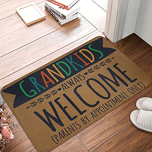 Grandkids Always Welcome Funny Doormat 16x24 Inch Non-Slip Washable Rug