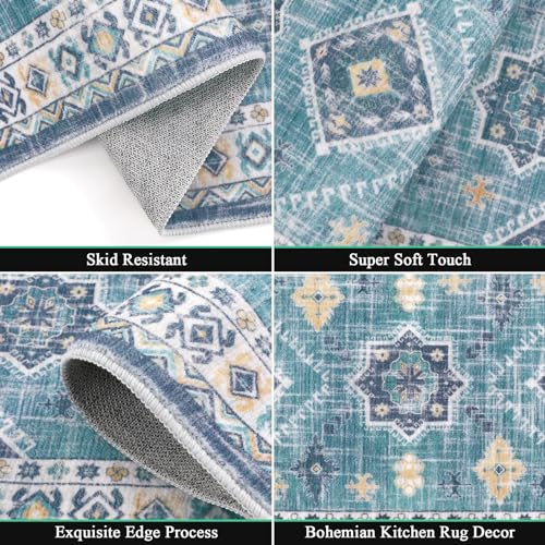 3-Piece Boho Kitchen Rug Set, Non-Slip Washable Farmhouse Floor Runner Mats