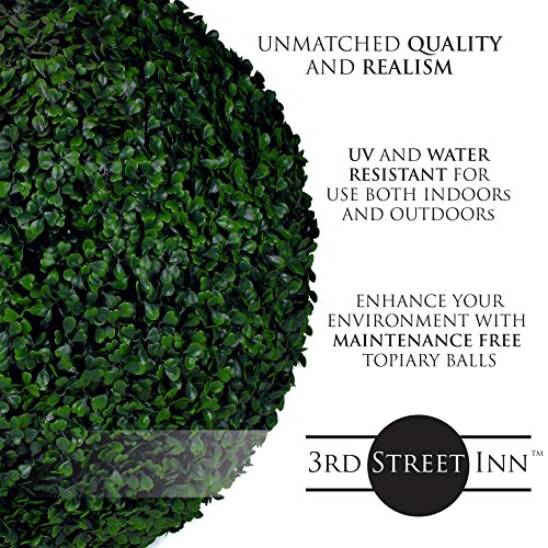15-Inch Artificial Boxwood Topiary Balls - UV-Resistant Outdoor Greenery (2-Pack)