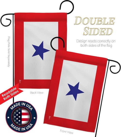 Blue Star Flag | Military Family Deployment Flag with Pole Set - Outdoor Yard Decor & Memorial Gift