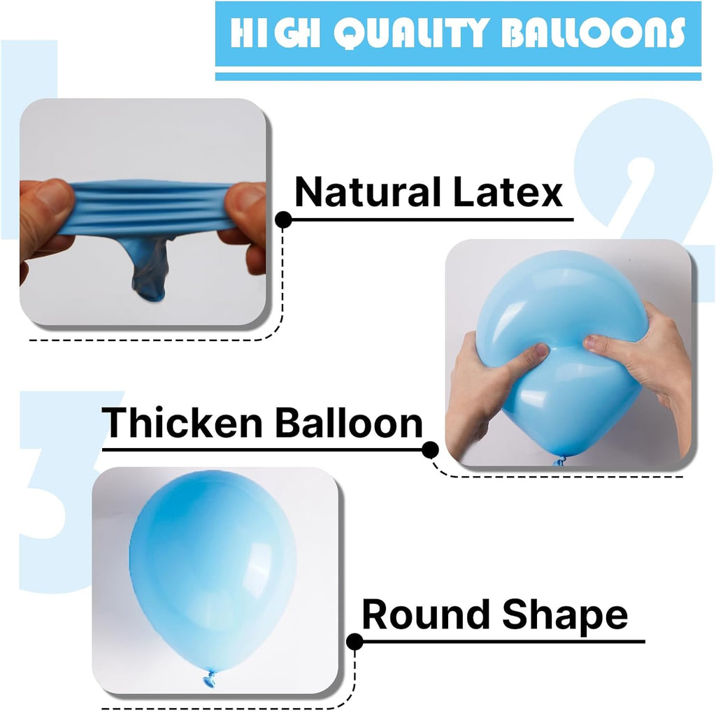 PartyWoo Light Blue Balloons - 50pcs 12 Inch Pastel Latex Helium Balloons for Baby Shower & Parties
